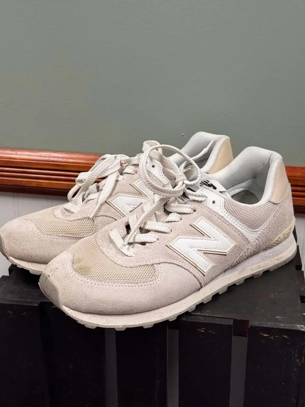 New Balance 574 Casual Sneakers U574FOG Off White Gray Men's Size 11